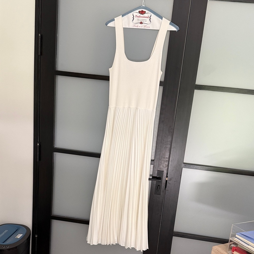 Theory Elegant White Pleated Dress